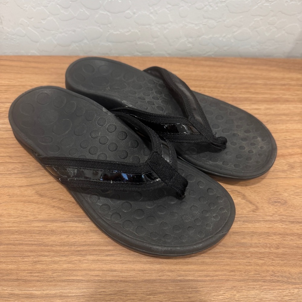 Orthaheel Sandals Womens 6 Black Thong Casual Comfort